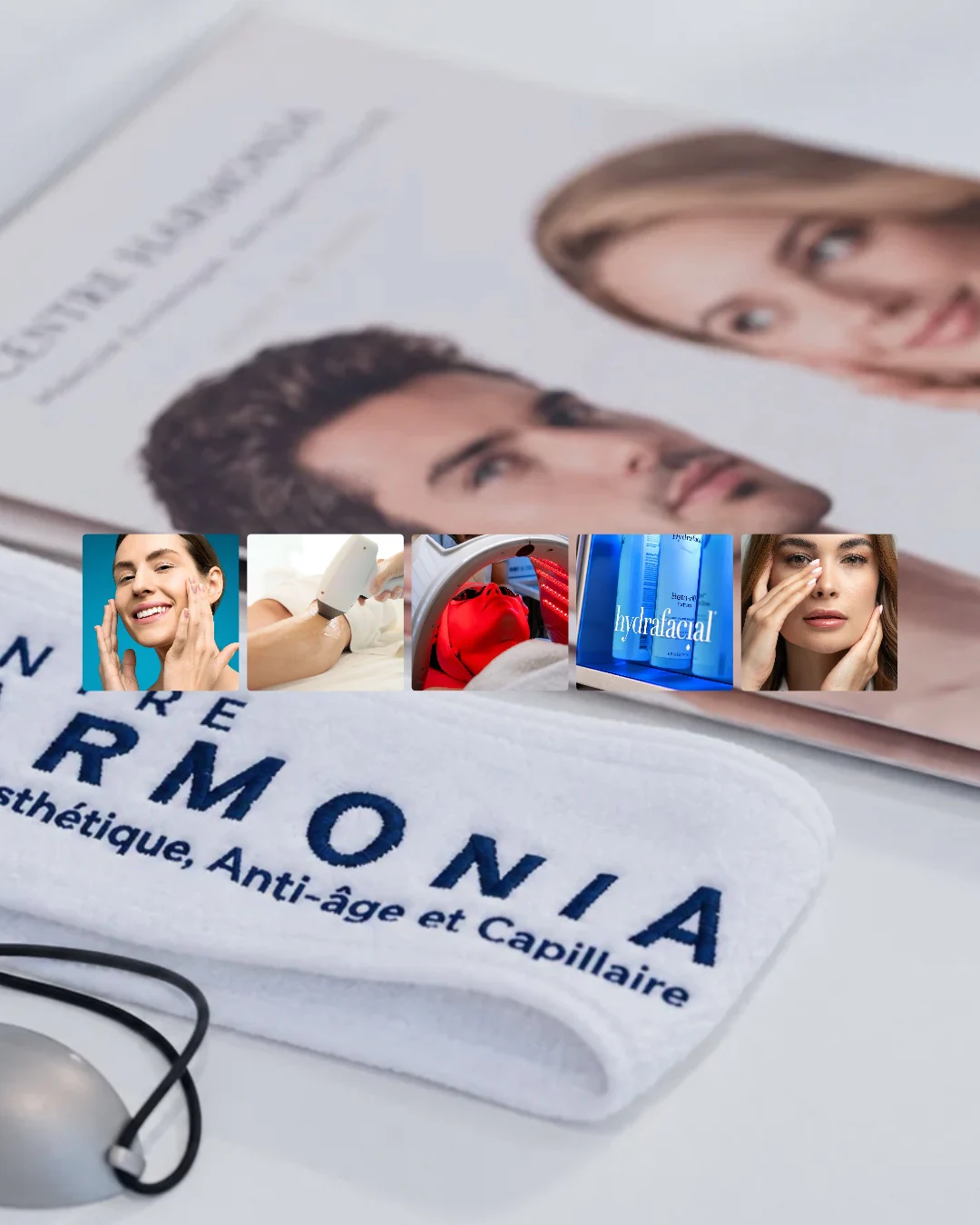 Brochure et textile à l'identité du Centre Harmonia