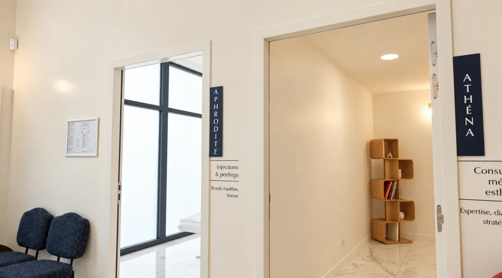 La signalétique des cabinets, au nom des figures grecques
