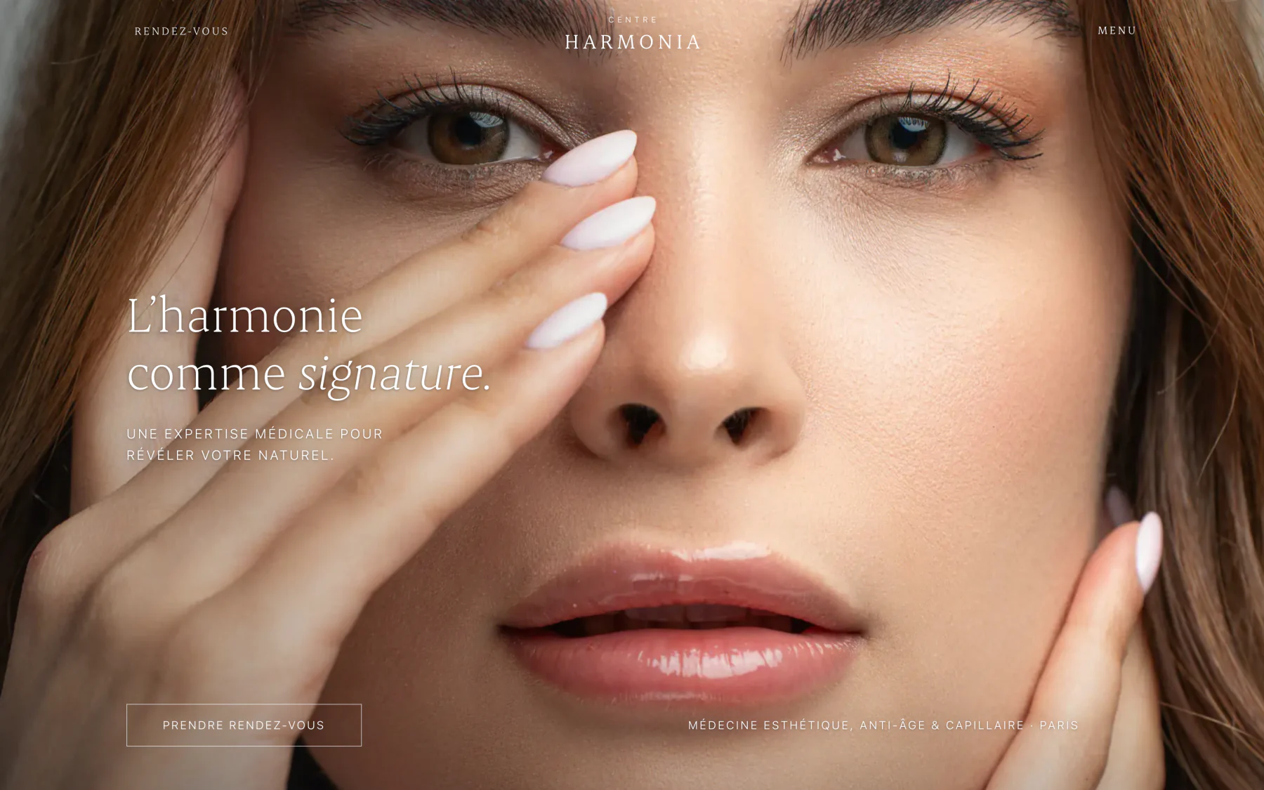La page d'accueil du Centre Harmonia : « L'harmonie comme signature »