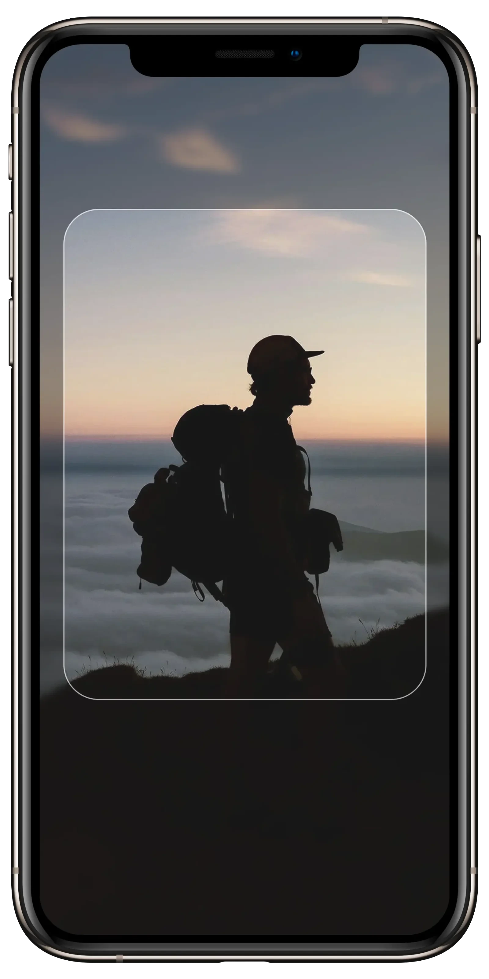 Écran d'application dessiné par l'agence, sur iPhone