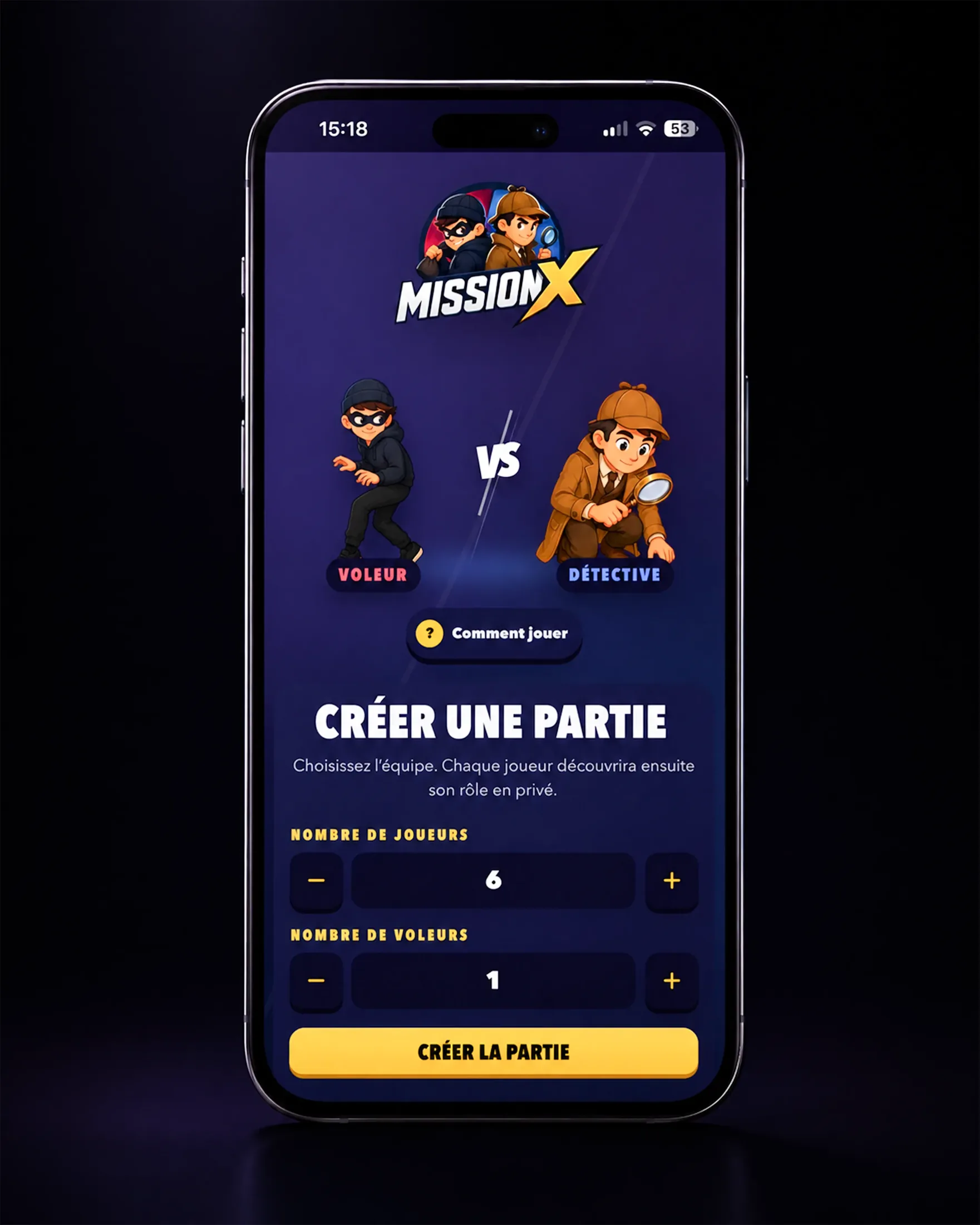 Écrans d'interface de Mission X